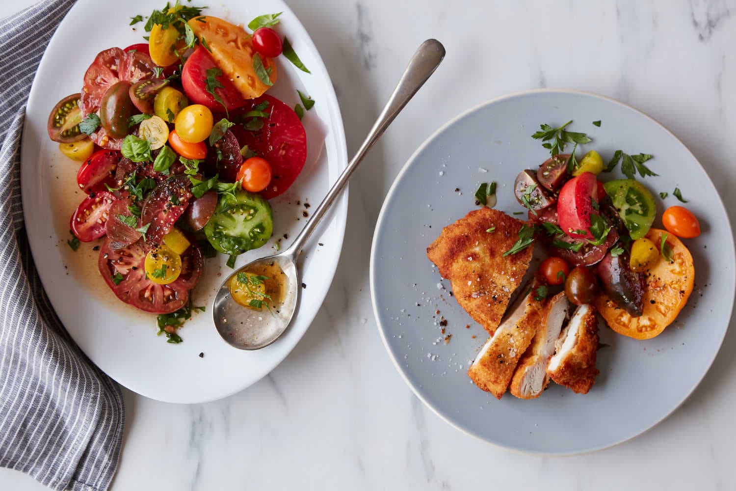 Parmesan Chicken Breast With Tomato and Herb Salad